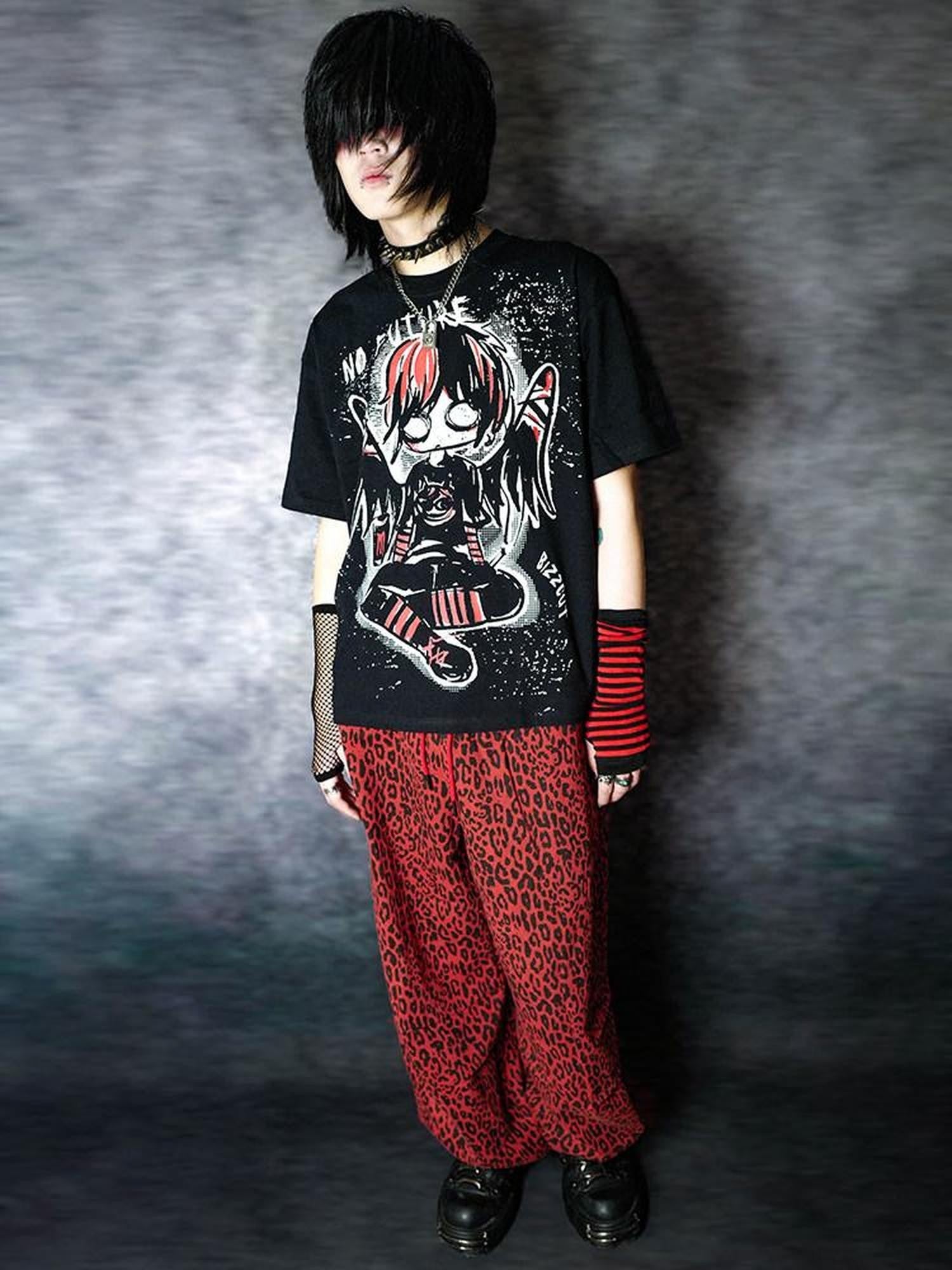 RebelSeed Emo Angel Cartoon Heat Transfer Print Women's Modal Short Sleeve T-shirts