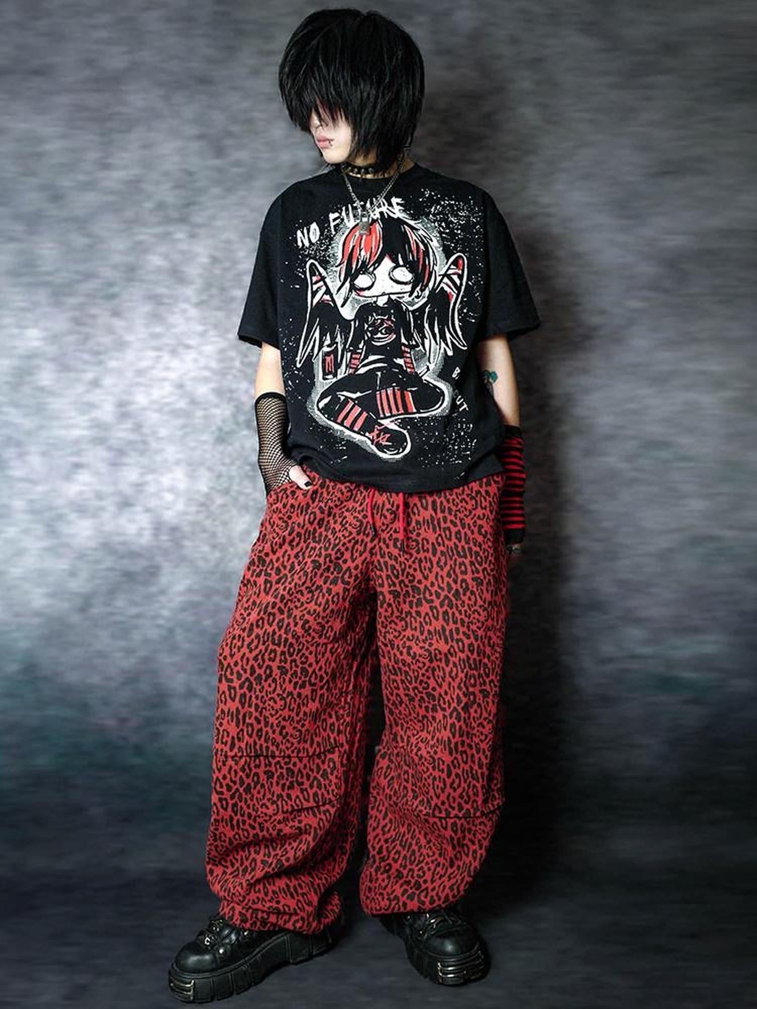 RebelSeed Emo Angel Cartoon Heat Transfer Print Women's Modal Short Sleeve T-shirts