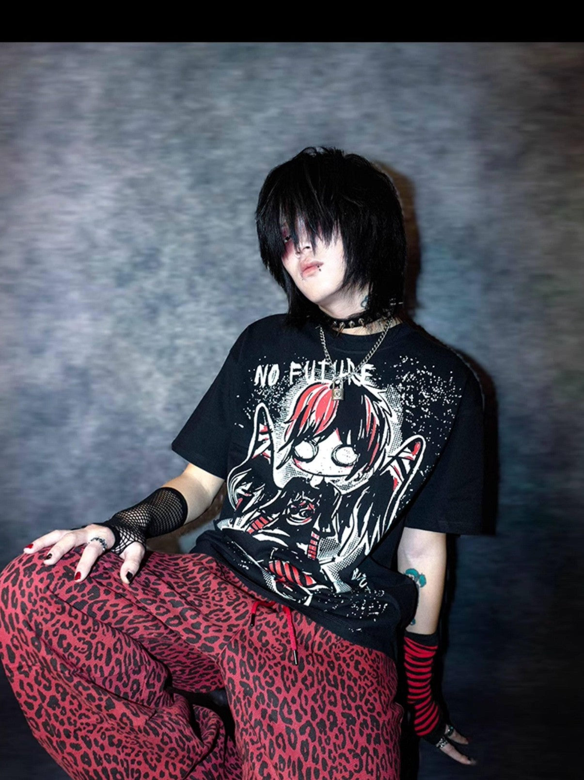 RebelSeed Emo Angel Cartoon Heat Transfer Print Women's Modal Short Sleeve T-shirts