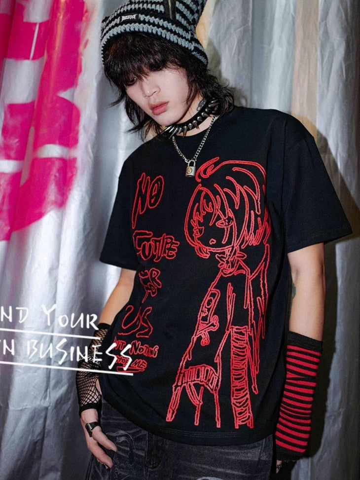 RebelSeed Emo Punk Animal Print Heat Transfer Women's Pure Cotton Short Sleeve T-shirts