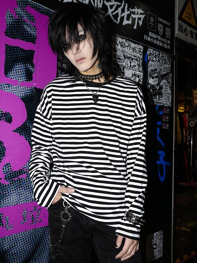 RebelSeed_Emo_Striped_Drop_Shoulder_Women's_Cotton_Long_Sleeve_T-shirts_844815074682_MISSTT