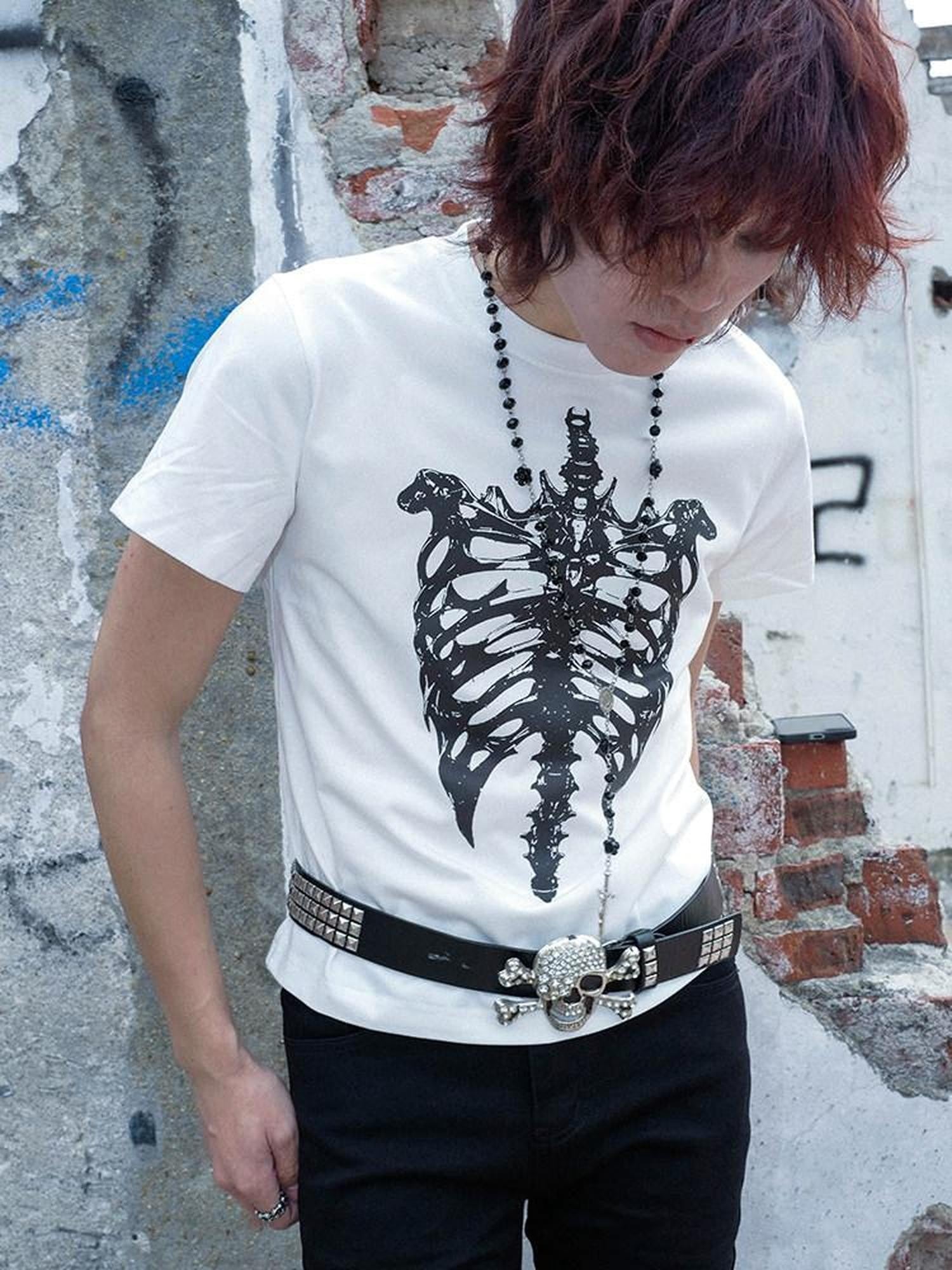 RebelSeed Gothic Skull Cross Heat Transfer Slim Women's Cotton Short Sleeve T-shirts