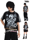 RebelSeed Gothic Skull Demon Heat Transfer Print Women's Cotton Short Sleeve T-shirts
