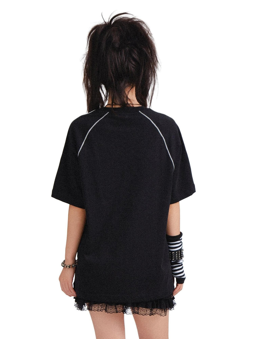 RebelSeed Gothic Skull Demon Heat Transfer Print Women's Cotton Short Sleeve T-shirts