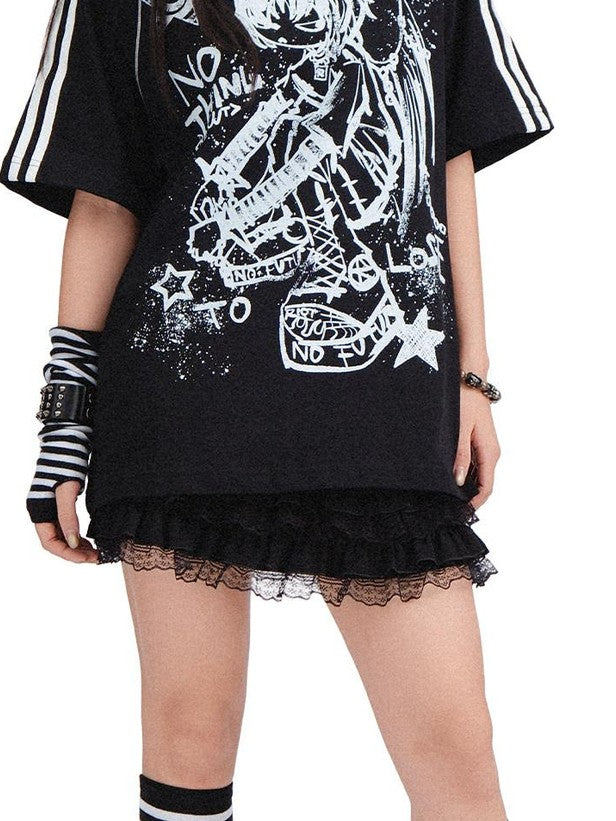 RebelSeed Gothic Skull Demon Heat Transfer Print Women's Cotton Short Sleeve T-shirts