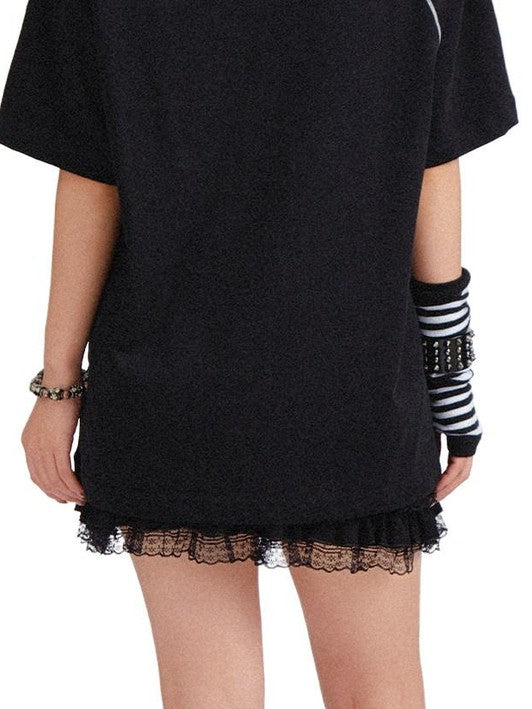 RebelSeed Gothic Skull Demon Heat Transfer Print Women's Cotton Short Sleeve T-shirts