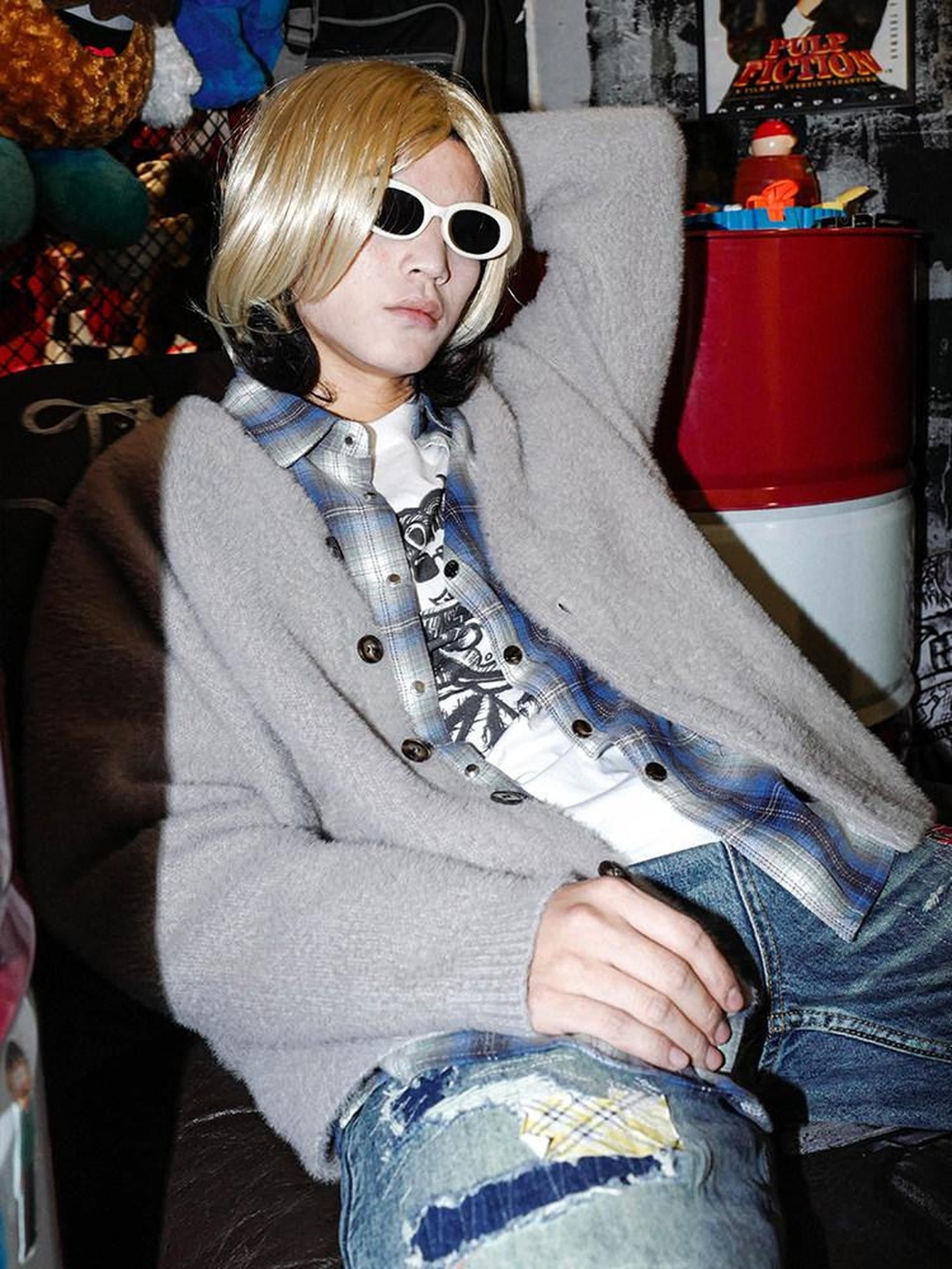 RebelSeed Grunge Slouchy V-neck Button Front Women's Polyester Cardigans