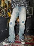 RebelSeed Light Stone Wash Grunge Punk Ripped Women's Cotton Denim Distressed Jeans