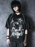 RebelSeed Mesh V-neck Anime Animal Print Heat Transfer Women's Modal Short Sleeve T-shirts