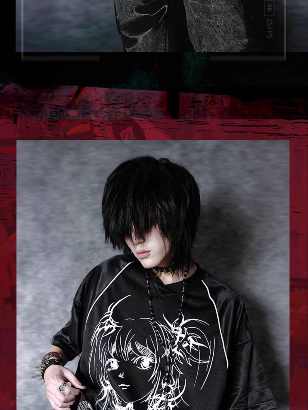 RebelSeed Mesh V-neck Anime Animal Print Heat Transfer Women's Modal Short Sleeve T-shirts