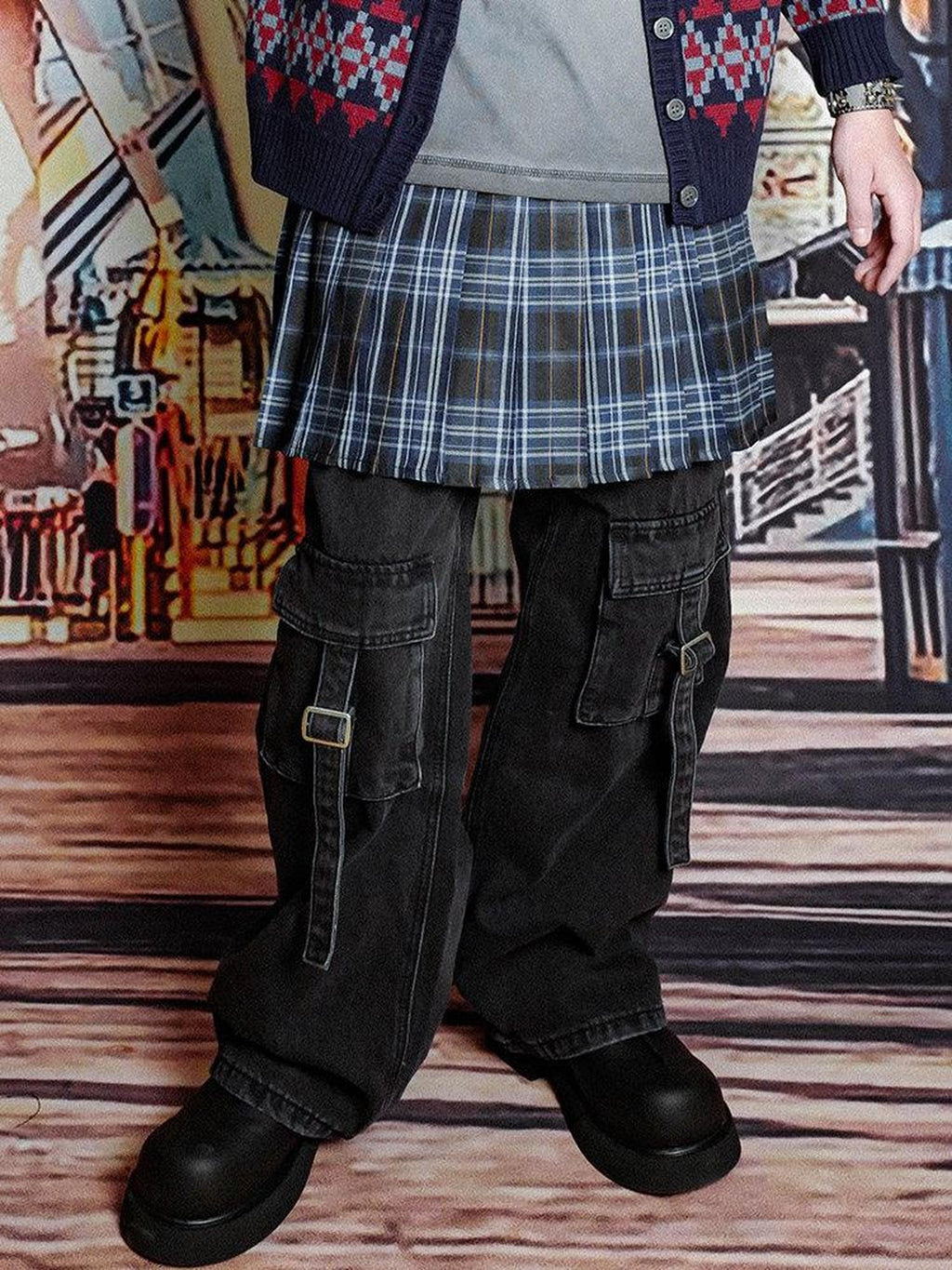 RebelSeed Pleated Plaid High Waist A Line Women's Polyester Mini Skirts