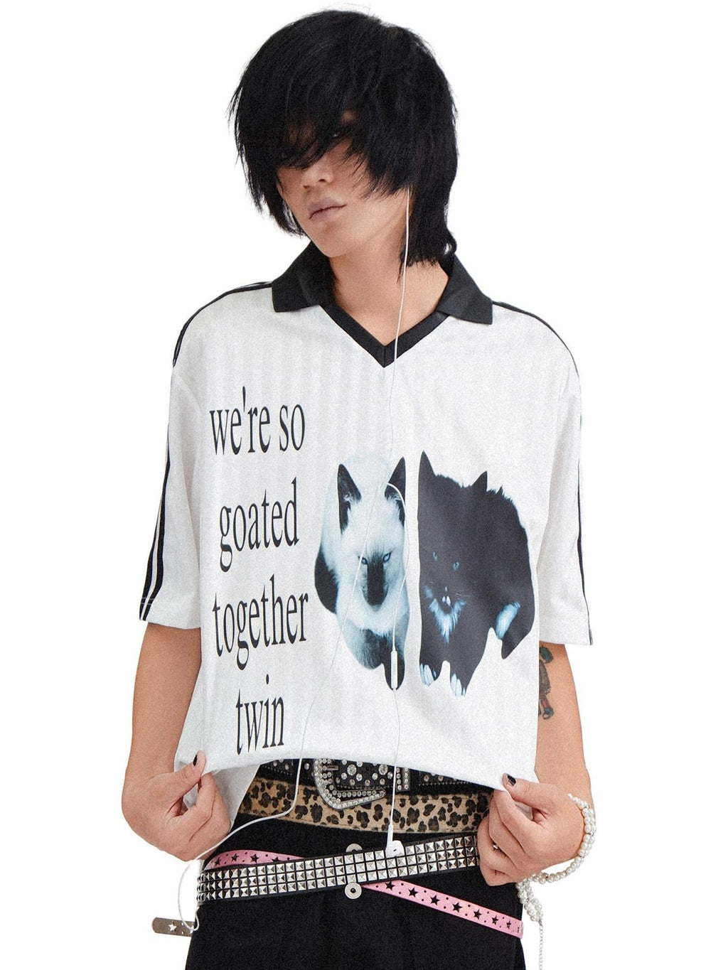 RebelSeed Printed Punk Henley Collar Rock Subculture Vintage Women's Short Sleeve T-shirts