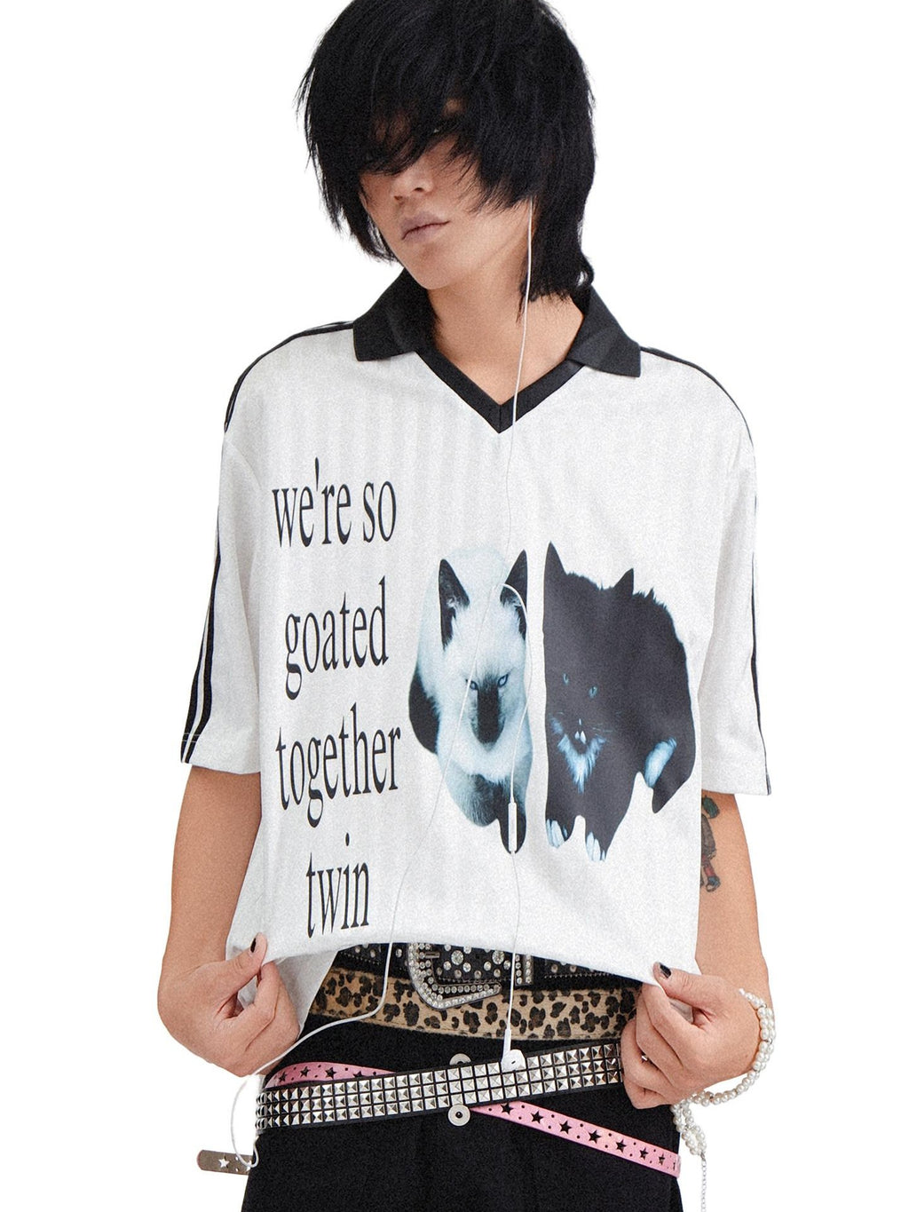 RebelSeed Printed Punk Henley Collar Rock Subculture Vintage Women's Short Sleeve T-shirts
