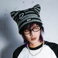 RebelSeed_Punk_Cat_Applique_Chain_Pin_Striped_Women's_Knitted_Acrylic_Beanies_830938542135_MISSTT