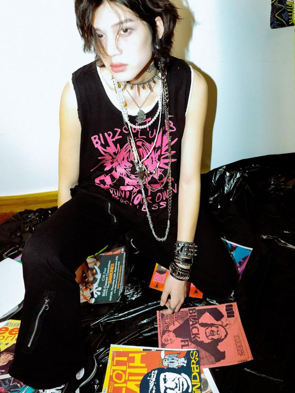 RebelSeed Punk Graffiti Distressed Heat Transfer Women's Cotton Tank Tops