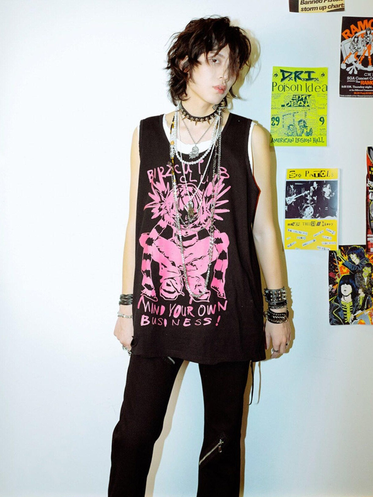 RebelSeed Punk Graffiti Distressed Heat Transfer Women's Cotton Tank Tops