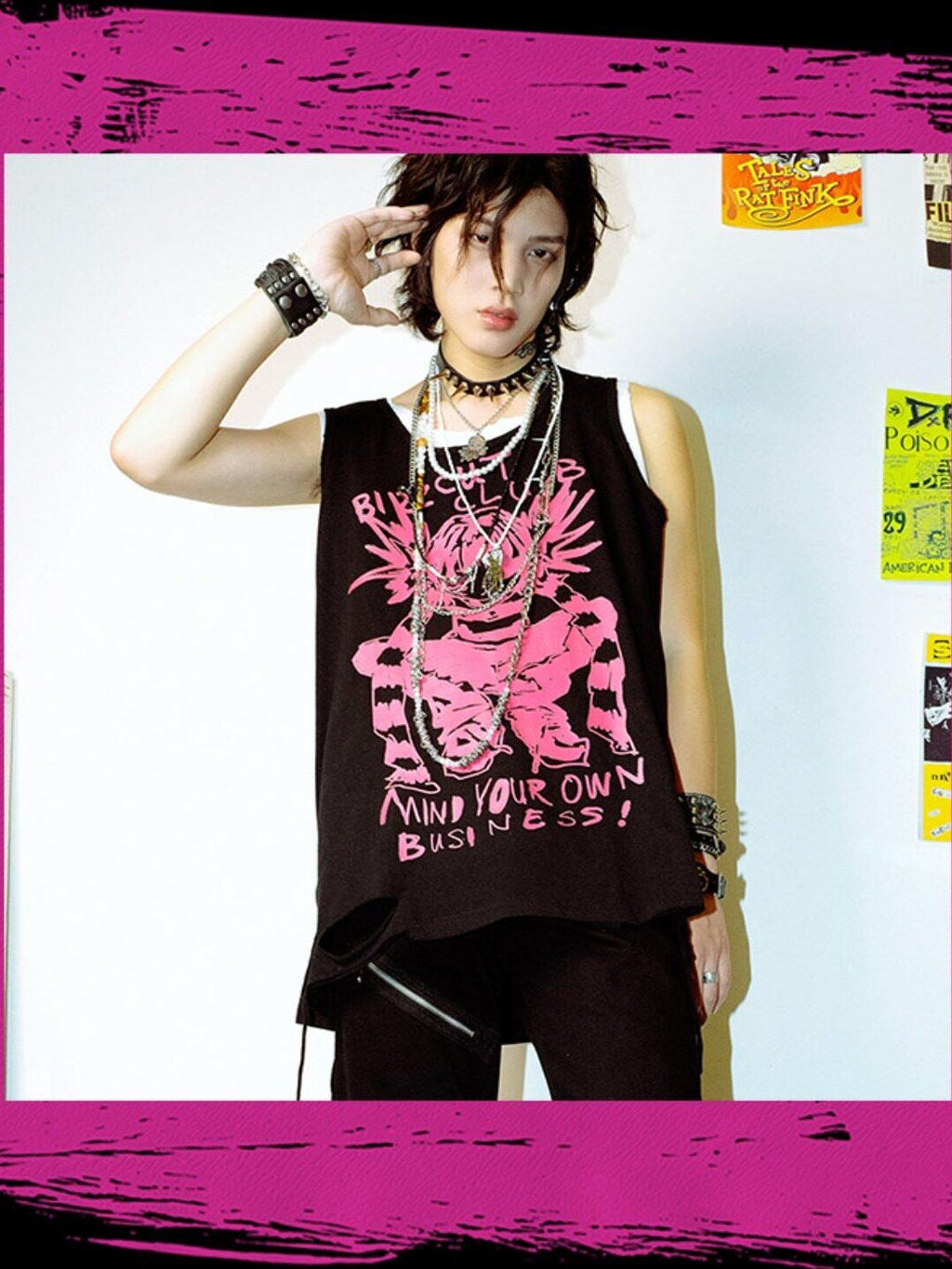 RebelSeed Punk Graffiti Distressed Heat Transfer Women's Cotton Tank Tops