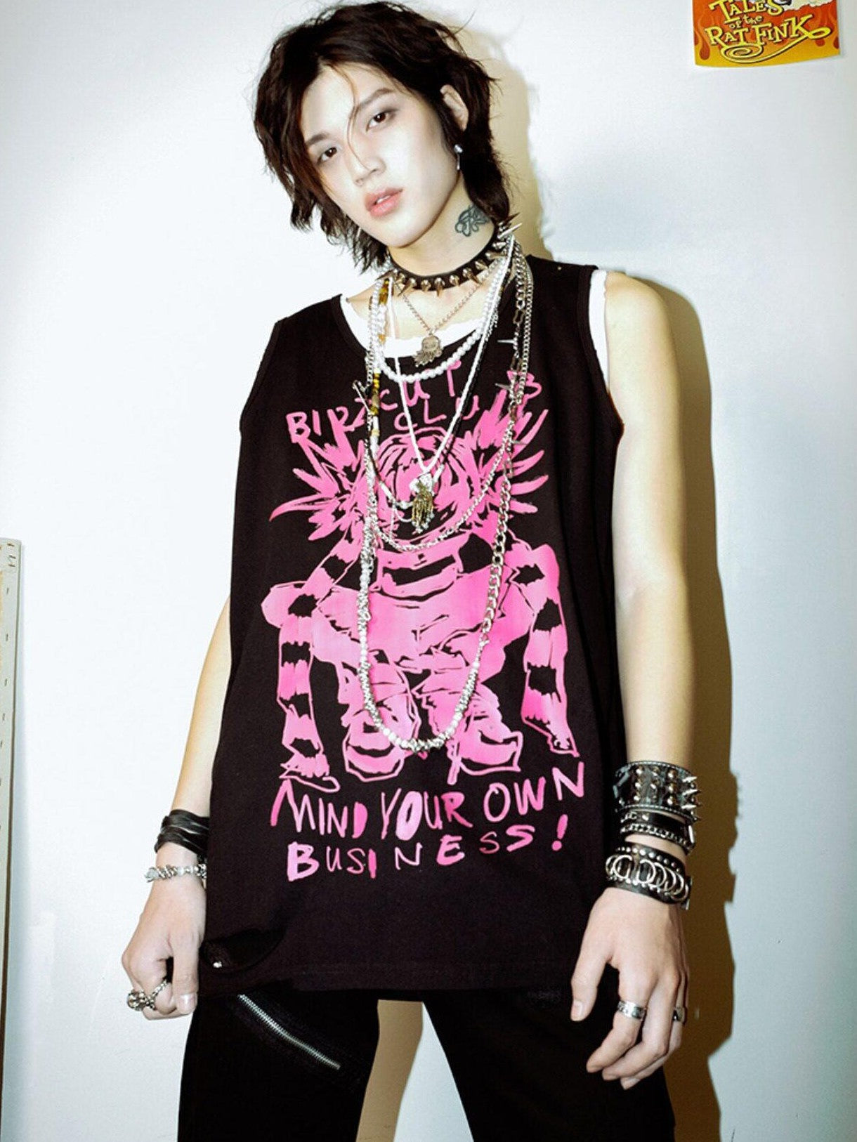 RebelSeed Punk Graffiti Distressed Heat Transfer Women's Cotton Tank Tops