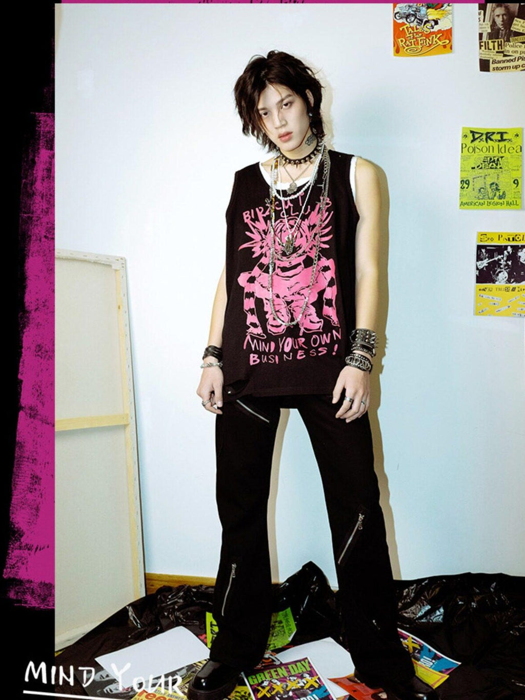 RebelSeed Punk Graffiti Distressed Heat Transfer Women's Cotton Tank Tops