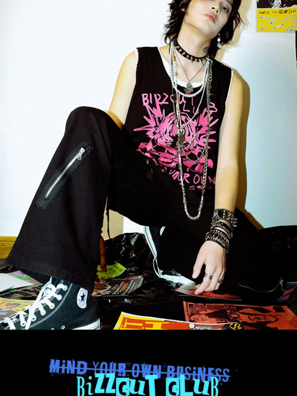 RebelSeed Punk Graffiti Distressed Heat Transfer Women's Cotton Tank Tops