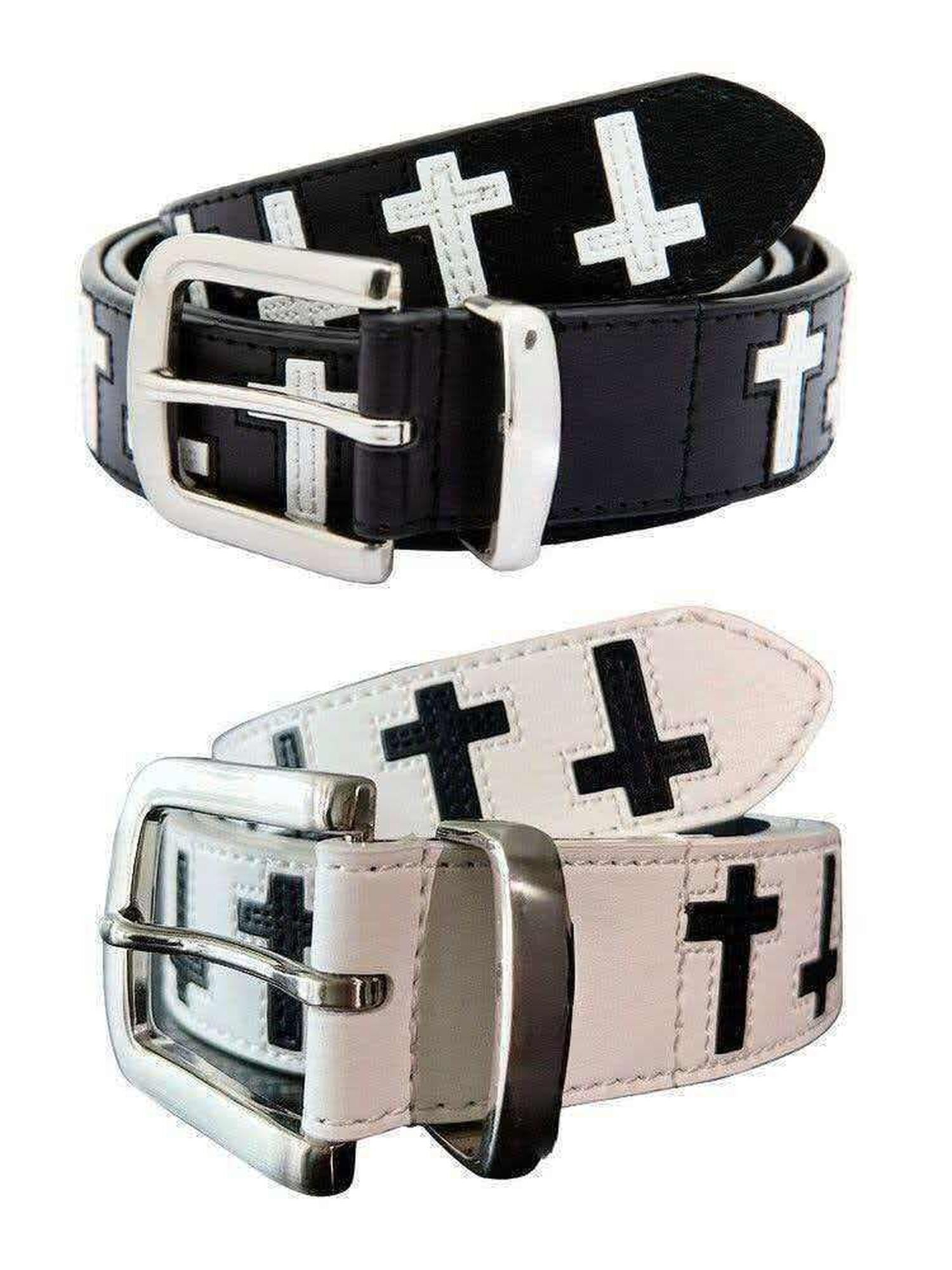RebelSeed Punk Rock Studded Rhinestone Embossed Metal Buckle Women's Pu Belts