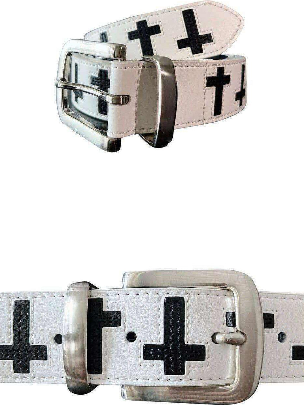 RebelSeed Punk Rock Studded Rhinestone Embossed Metal Buckle Women's Pu Belts