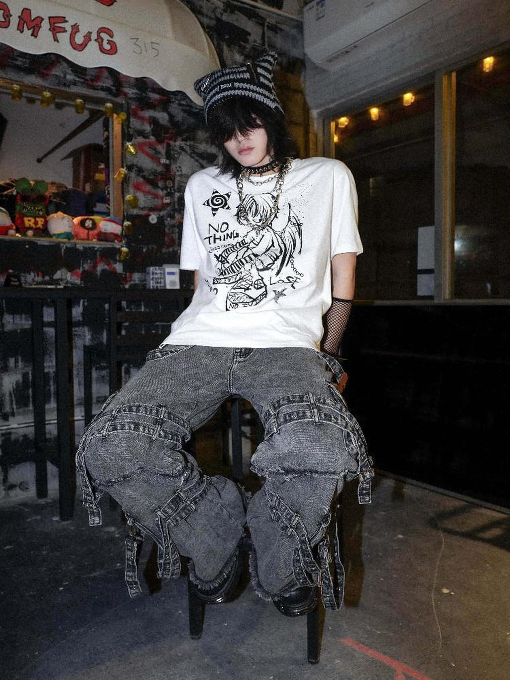 RebelSeed Rebel Angel Punk Print Heat Transfer Women's Cotton Short Sleeve T-shirts