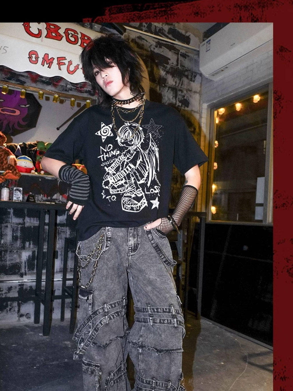 RebelSeed Rebel Angel Punk Print Heat Transfer Women's Cotton Short Sleeve T-shirts