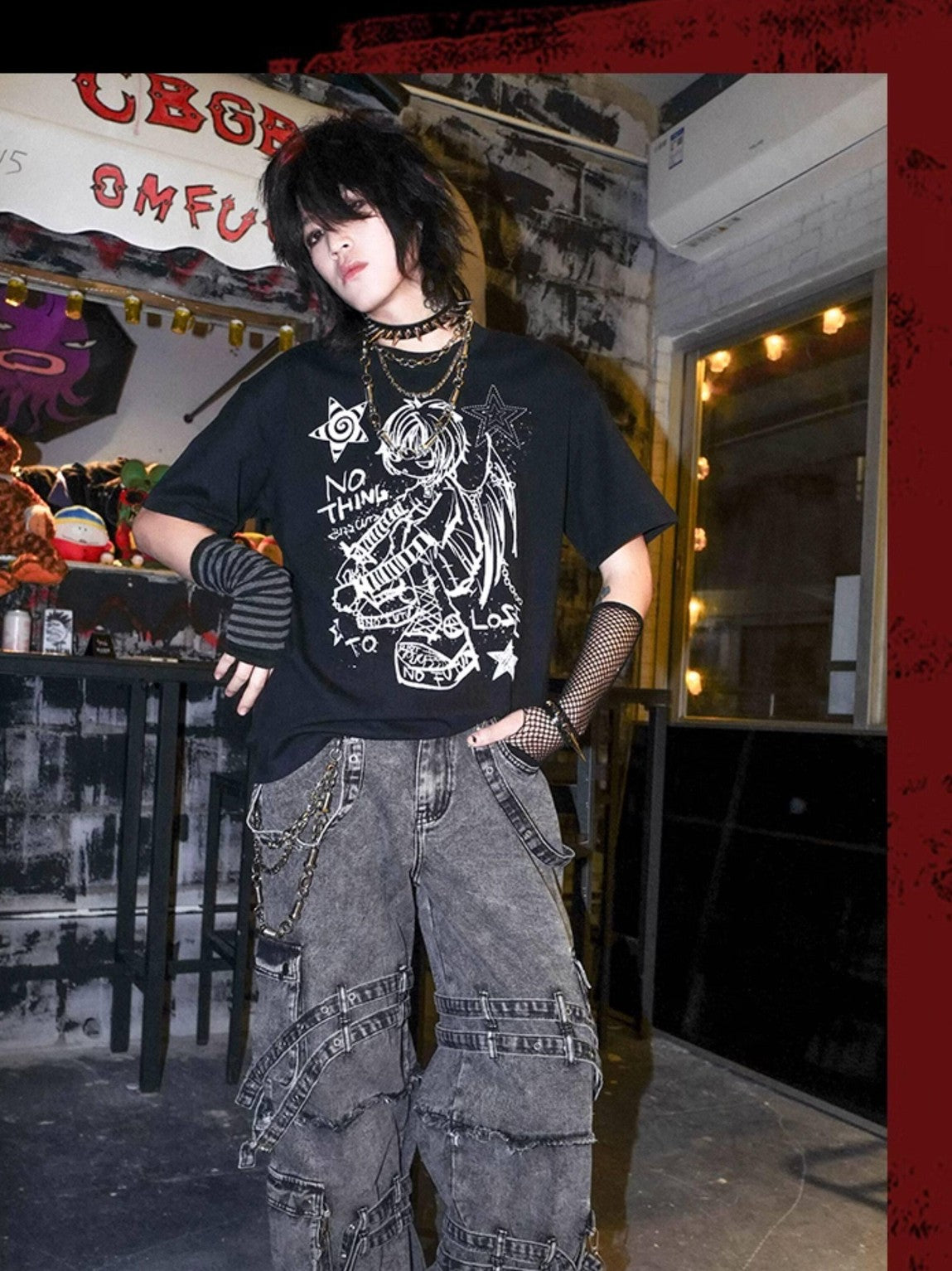 RebelSeed Rebel Angel Punk Print Heat Transfer Women's Cotton Short Sleeve T-shirts