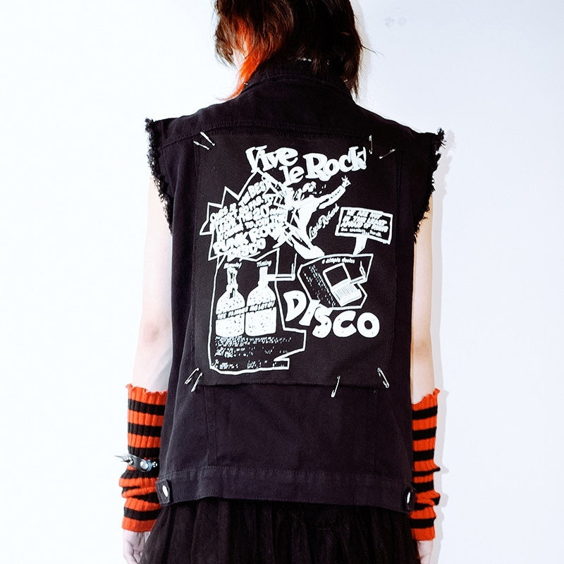 RebelSeed_Ripped_Biker_Punk_Metal_Spray_Paint_Patchwork_Women's_Cotton_Vests_730660733142_MISSTT