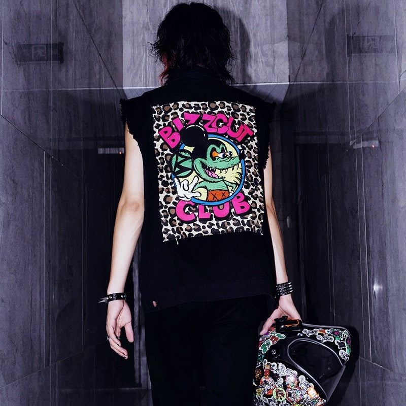 RebelSeed_Ripped_Biker_Punk_Metal_Spray_Paint_Patchwork_Women's_Cotton_Vests_730660733142_MISSTT