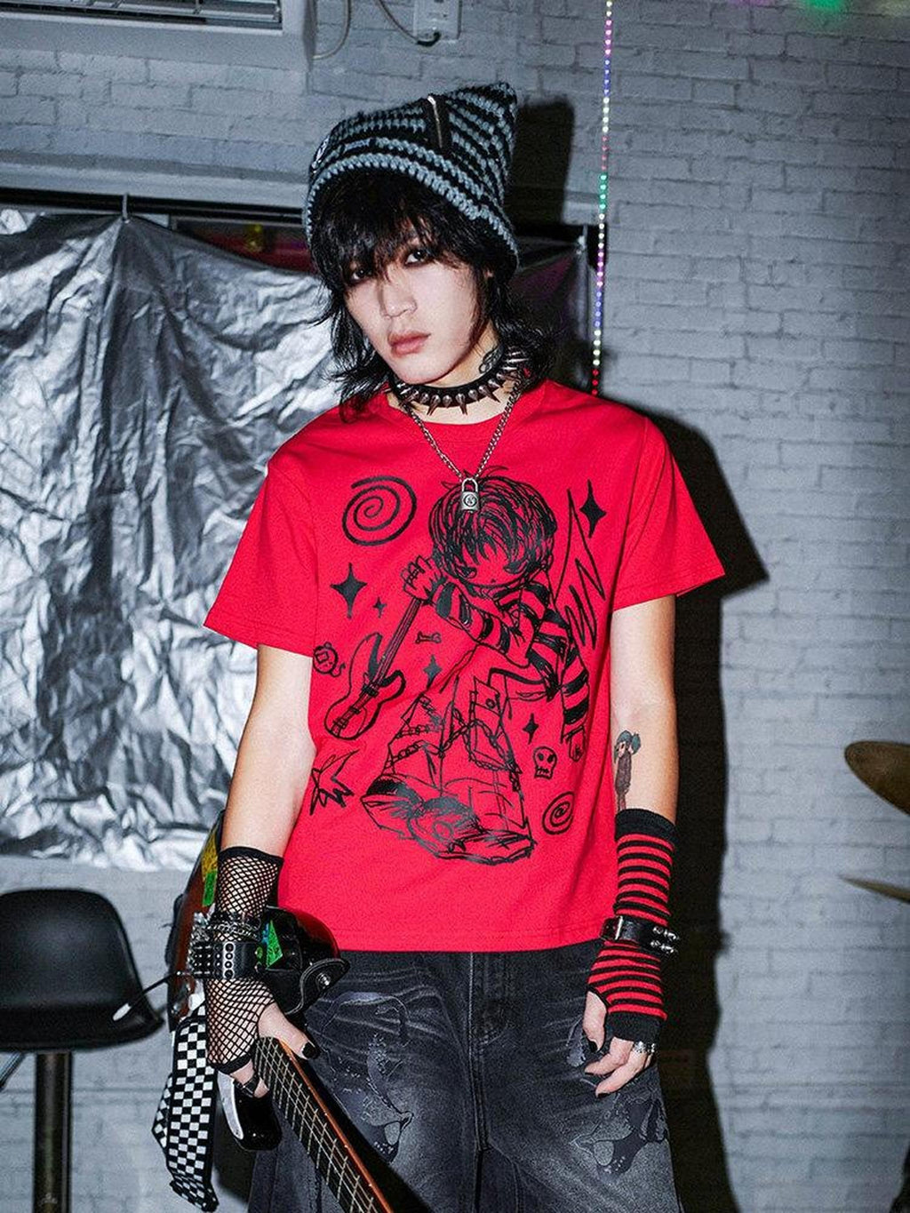RebelSeed Rock Angel Punk Animal Print Heat Transfer Women's Cotton Short Sleeve T-shirts