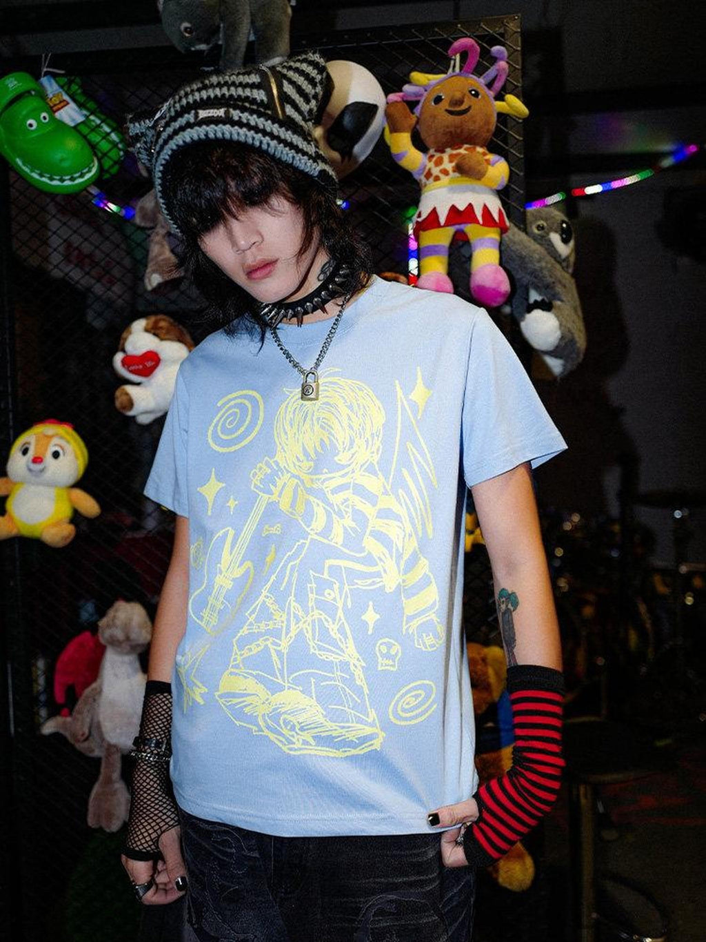 RebelSeed Rock Angel Punk Animal Print Heat Transfer Women's Cotton Short Sleeve T-shirts