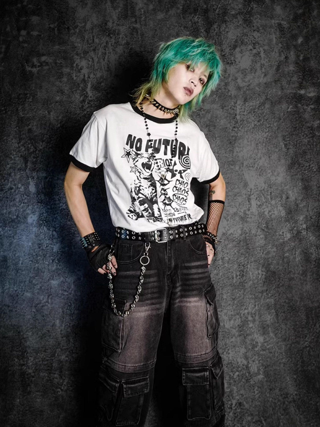 RebelSeed Rock Cat Contrast Color Print Heat Transfer Women's Cotton Short Sleeve T-shirts