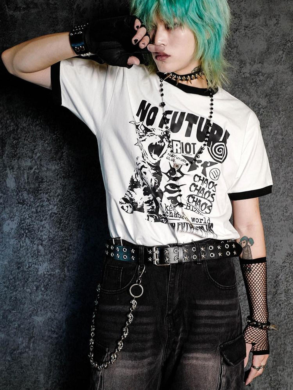 RebelSeed Rock Cat Contrast Color Print Heat Transfer Women's Cotton Short Sleeve T-shirts