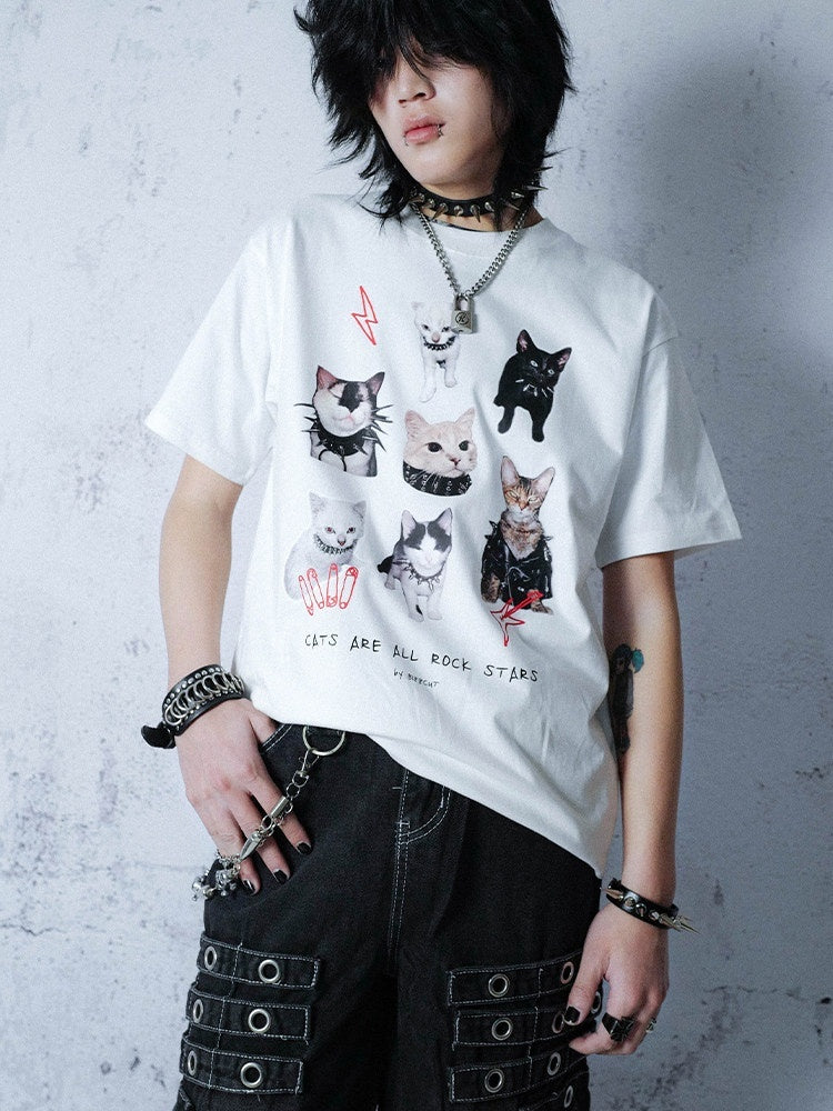 RebelSeed_Rock_Cat_Heat_Transfer_Print_Women's_100_Percent_Cotton_Short_Sleeve_T-shirts_886146128930_MISSTT
