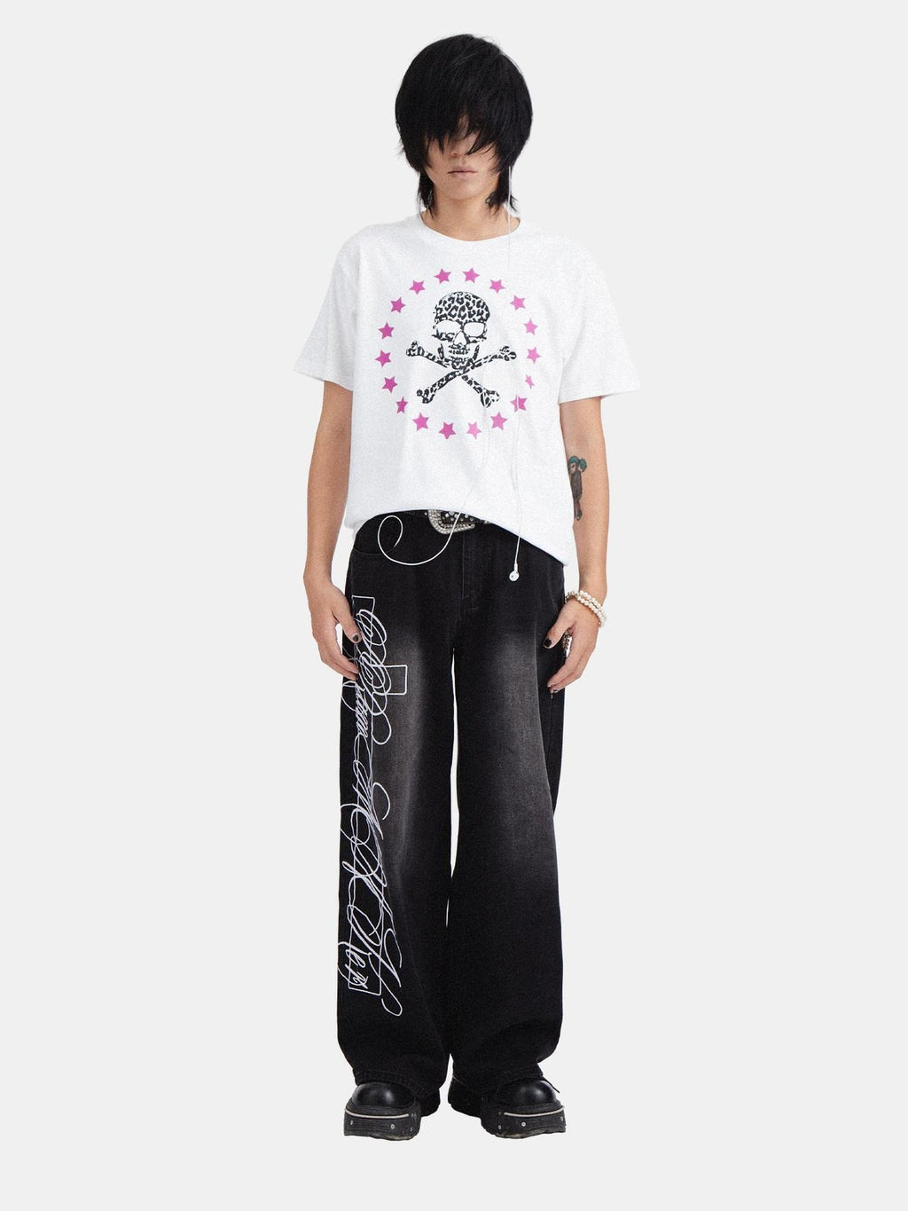 RebelSeed Rock Skull Print Crewneck Women's Cotton Short Sleeve T-shirts