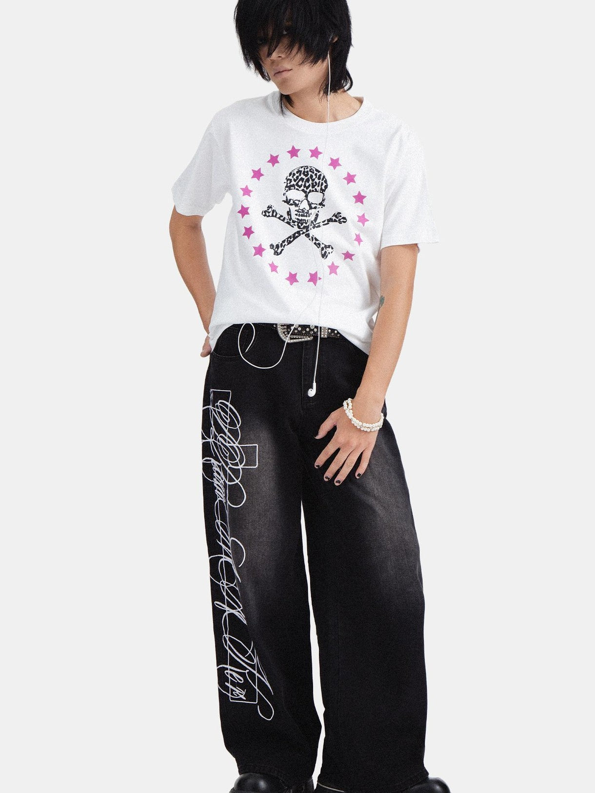 RebelSeed Rock Skull Print Crewneck Women's Cotton Short Sleeve T-shirts