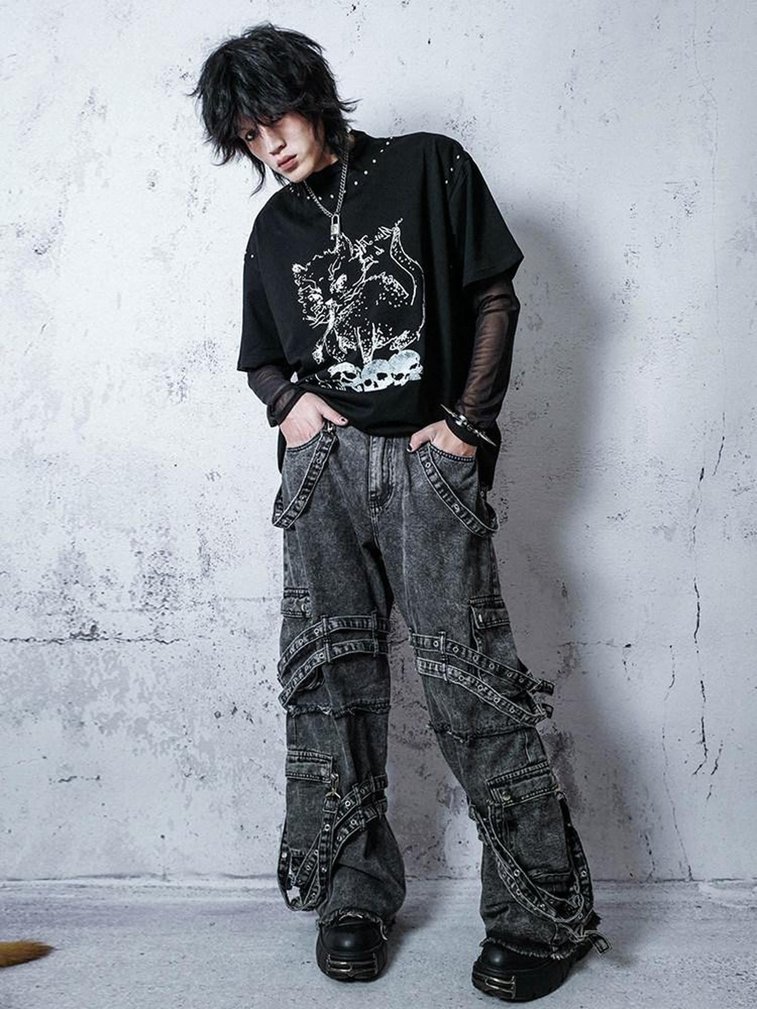 RebelSeed Sheer Mesh Punk Mock Neck Women's Polyester Long Sleeve T-shirts
