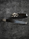 RebelSeed Skull Chain Rhinestone Studded Women's Pu Alloy Buckle Belts