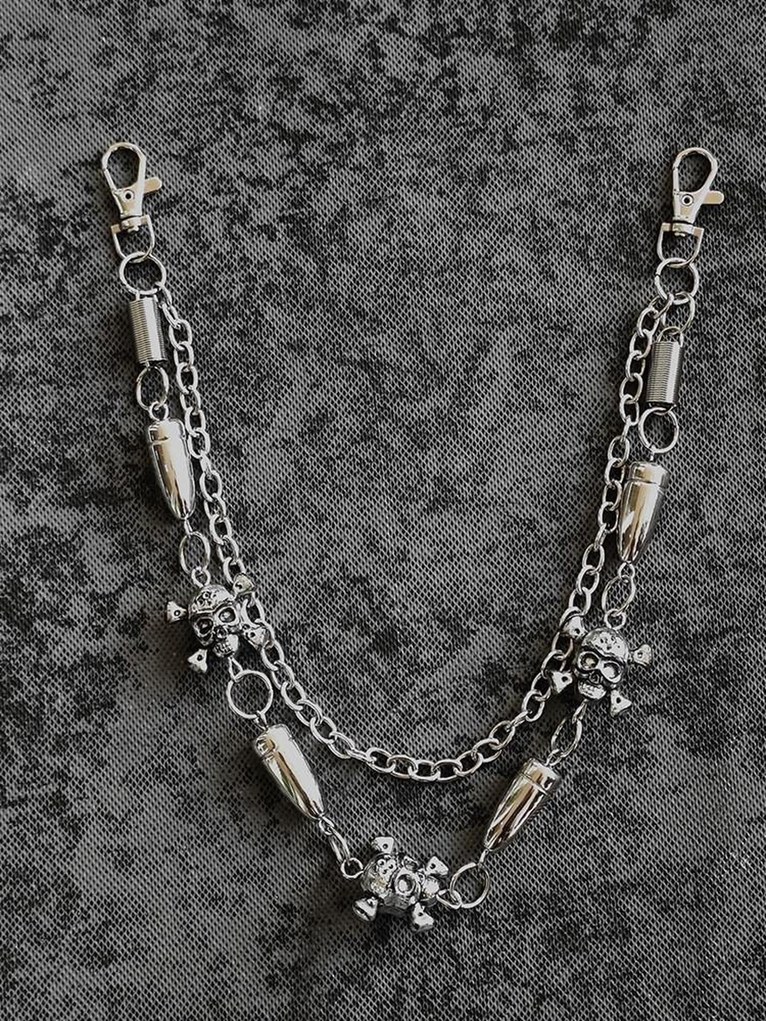 RebelSeed Skull Chain Rhinestone Studded Women's Pu Alloy Buckle Belts