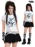 RebelSeed Skull Demon Heat Transfer Graphic Print Emo Women's Cotton Short Sleeve T-shirts
