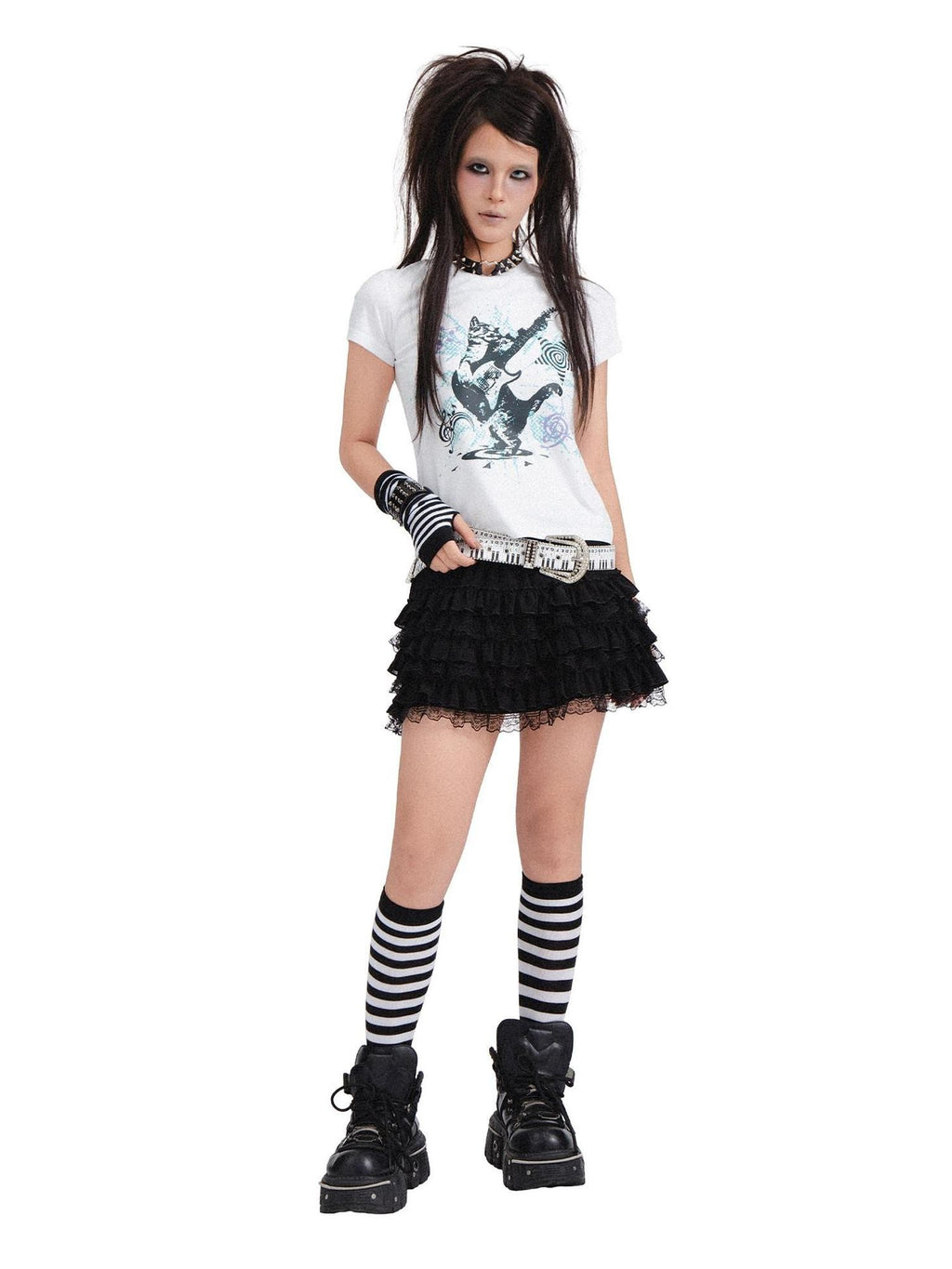 RebelSeed Skull Demon Heat Transfer Graphic Print Emo Women's Cotton Short Sleeve T-shirts