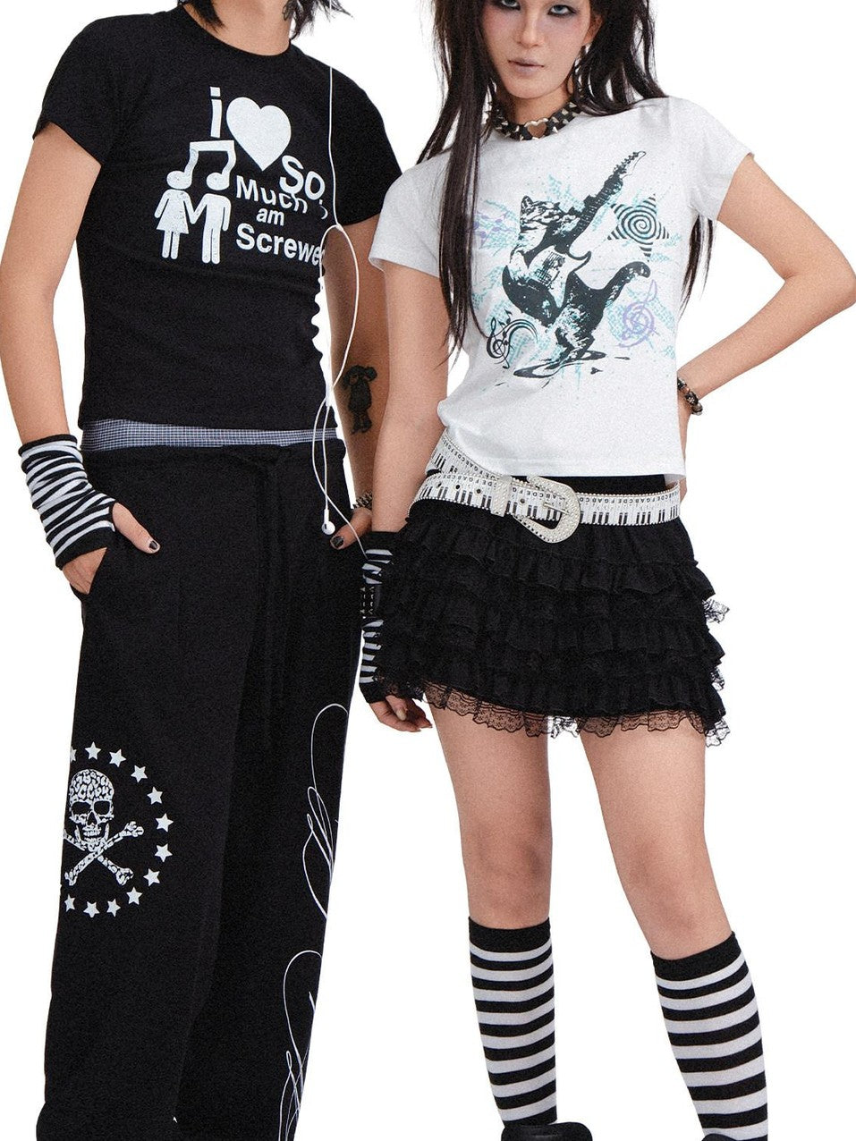 RebelSeed Skull Demon Heat Transfer Graphic Print Emo Women's Cotton Short Sleeve T-shirts