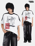 RebelSeed Skull Demon Print Drop Shoulder Women's Cotton Short Sleeve T-shirts