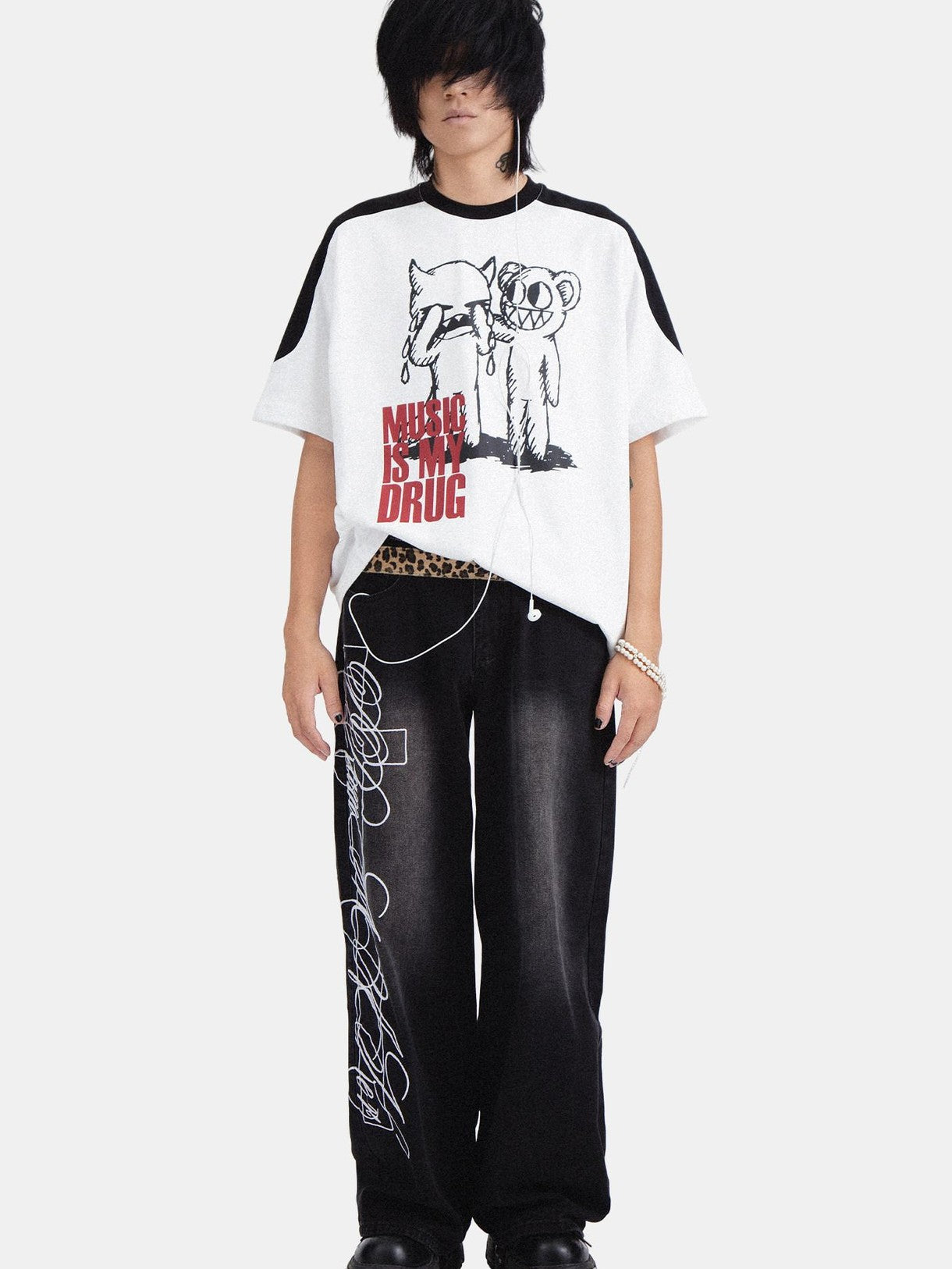 RebelSeed Skull Demon Print Drop Shoulder Women's Cotton Short Sleeve T-shirts