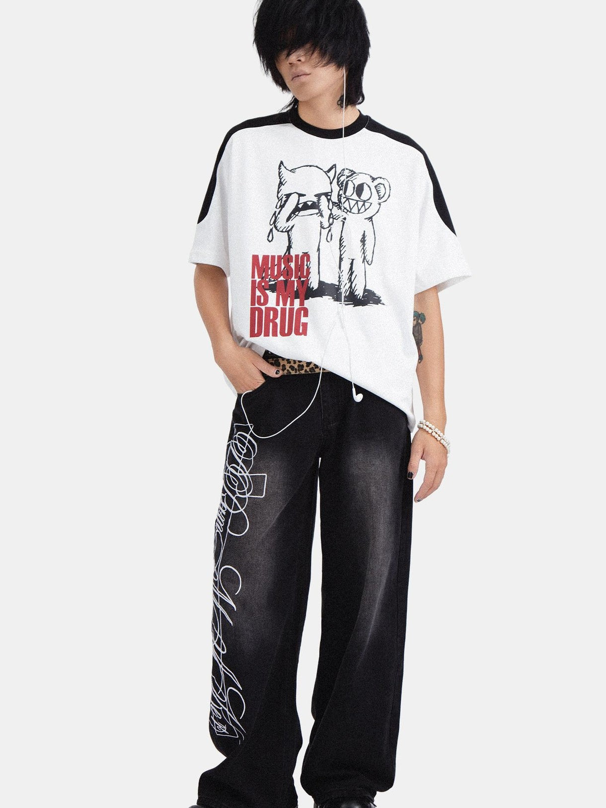 RebelSeed Skull Demon Print Drop Shoulder Women's Cotton Short Sleeve T-shirts