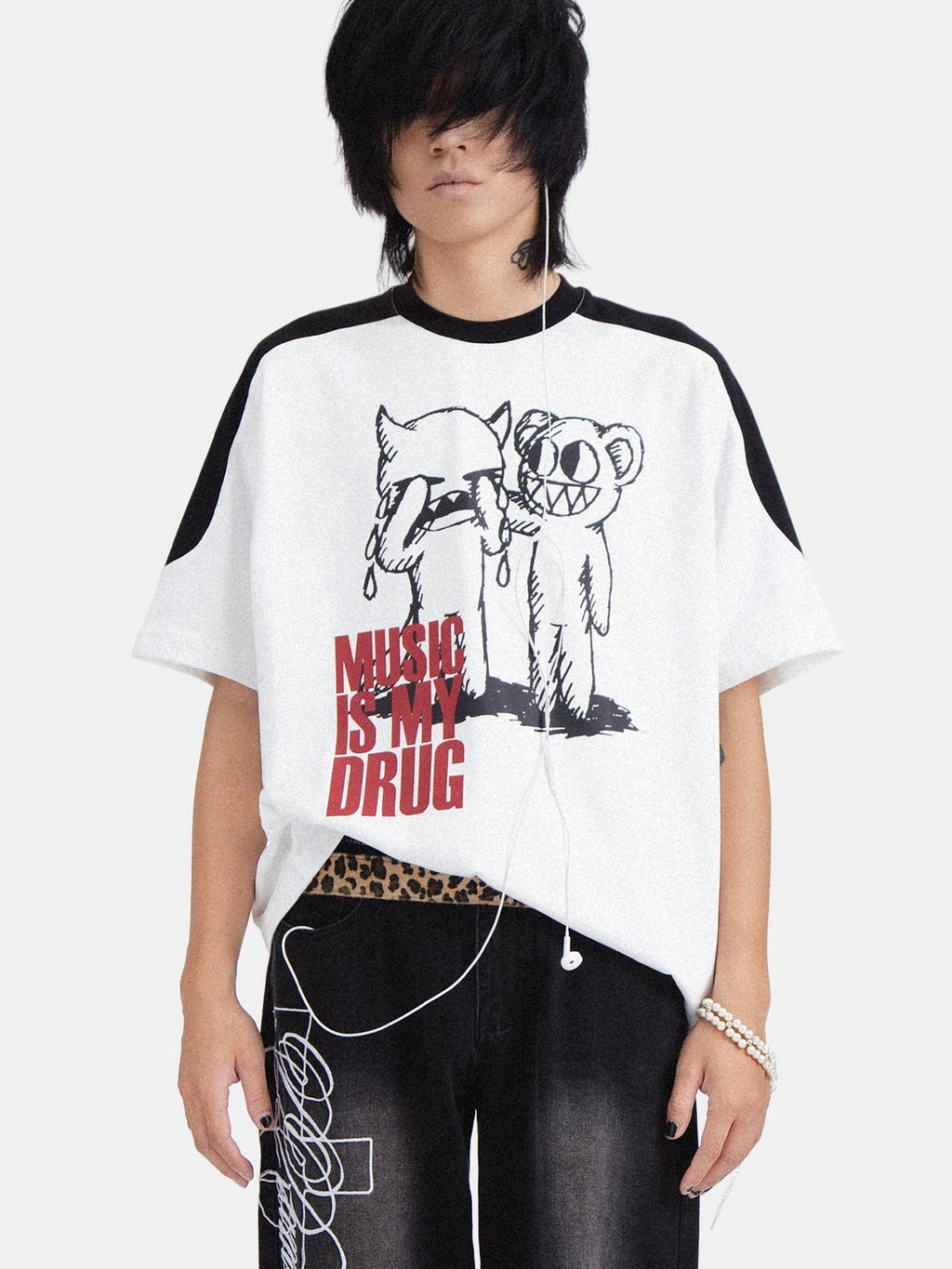 RebelSeed Skull Demon Print Drop Shoulder Women's Cotton Short Sleeve T-shirts