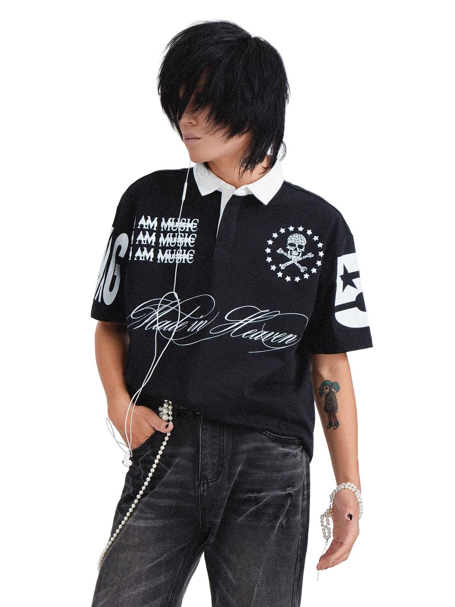 RebelSeed Skull Demon Punk Print Heat Transfer Women's Cotton Short Sleeve T-shirts