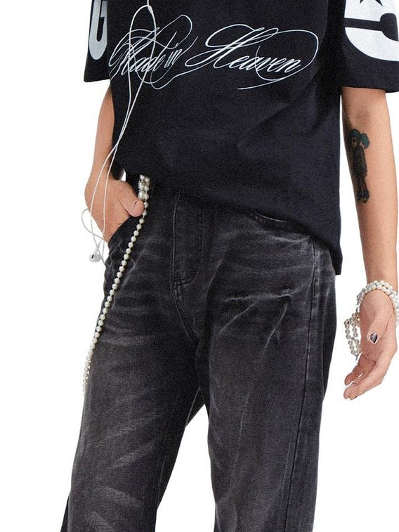 RebelSeed Skull Demon Punk Print Heat Transfer Women's Cotton Short Sleeve T-shirts